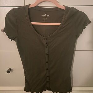 Hollister Green Fitted Button Down Shirt